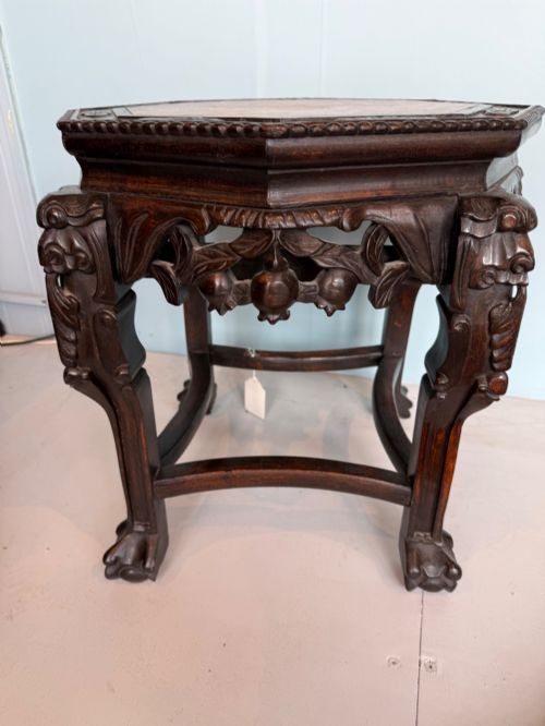 CHINESE CARVED MARBLE TOP PEDESTAL STAND - ADDITIONAL PHOTO 2