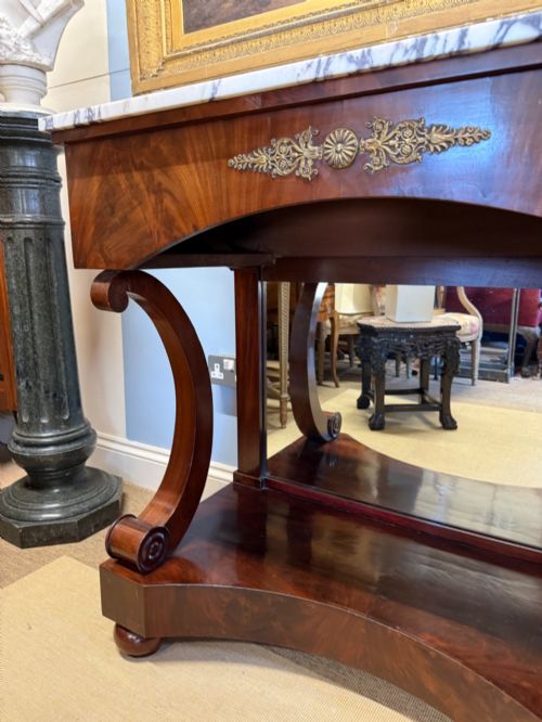 A 19TH CENTURY MAHOGANY MARBLETOP CONSOLE TABLE WITH MIRROR BACK - ADDITIONAL PHOTO 2
