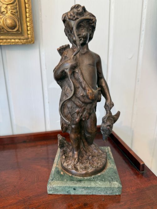 Antique Bronze Cherub with Bow
