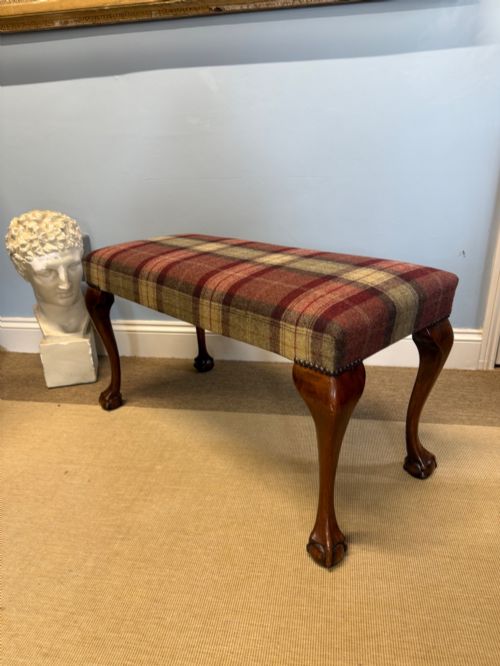 Antique Mahogany Upholstered Stool / Bench