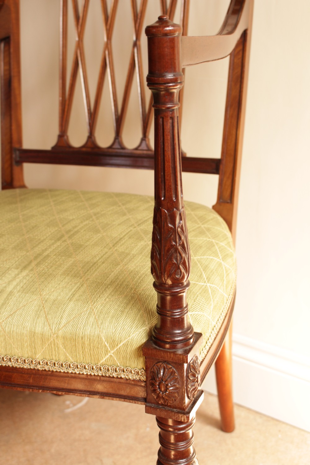 A Edwardian Mahogany Adams Revival Open Arm Chair View II