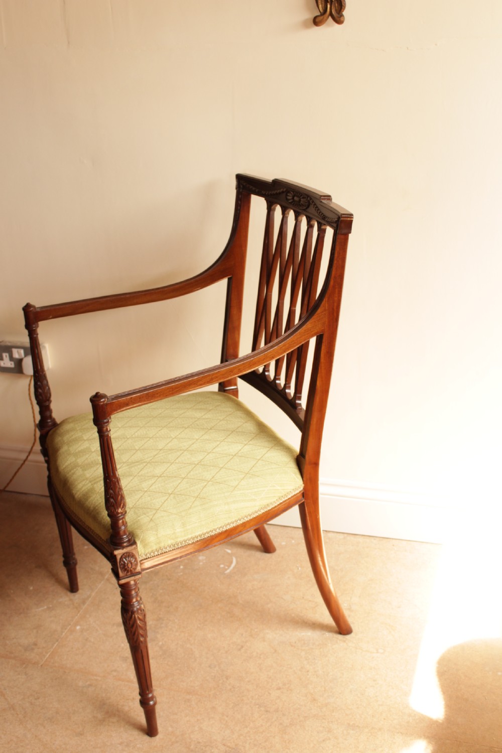 A Edwardian Mahogany Adams Revival Open Arm Chair View VI