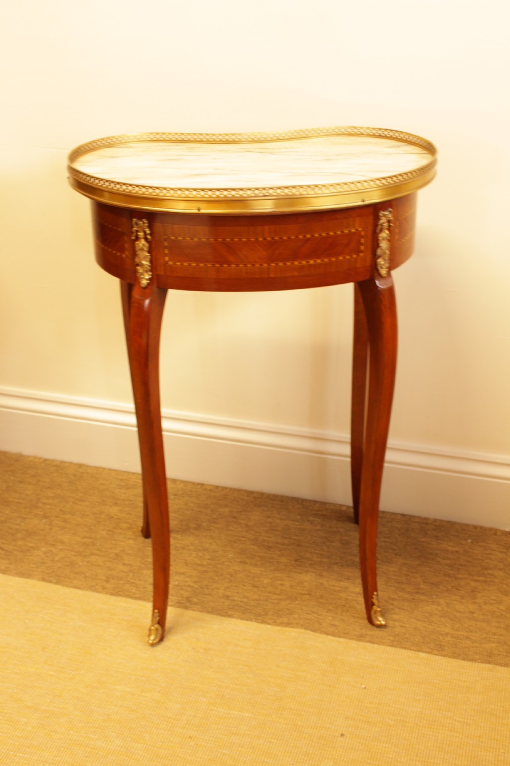 A French Walnut Kidney Shape Marble Top Occational Table View II