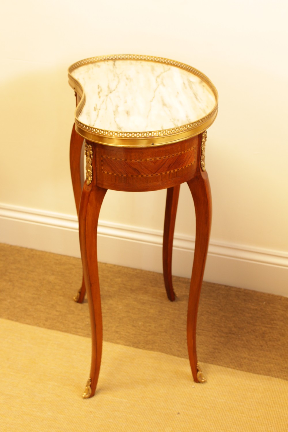 A French Walnut Kidney Shape Marble Top Occational Table View III