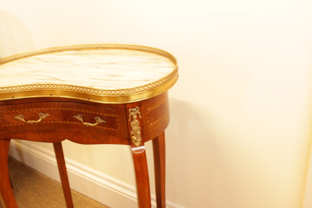 A French Walnut Kidney Shape Marble Top Occational Table View IV