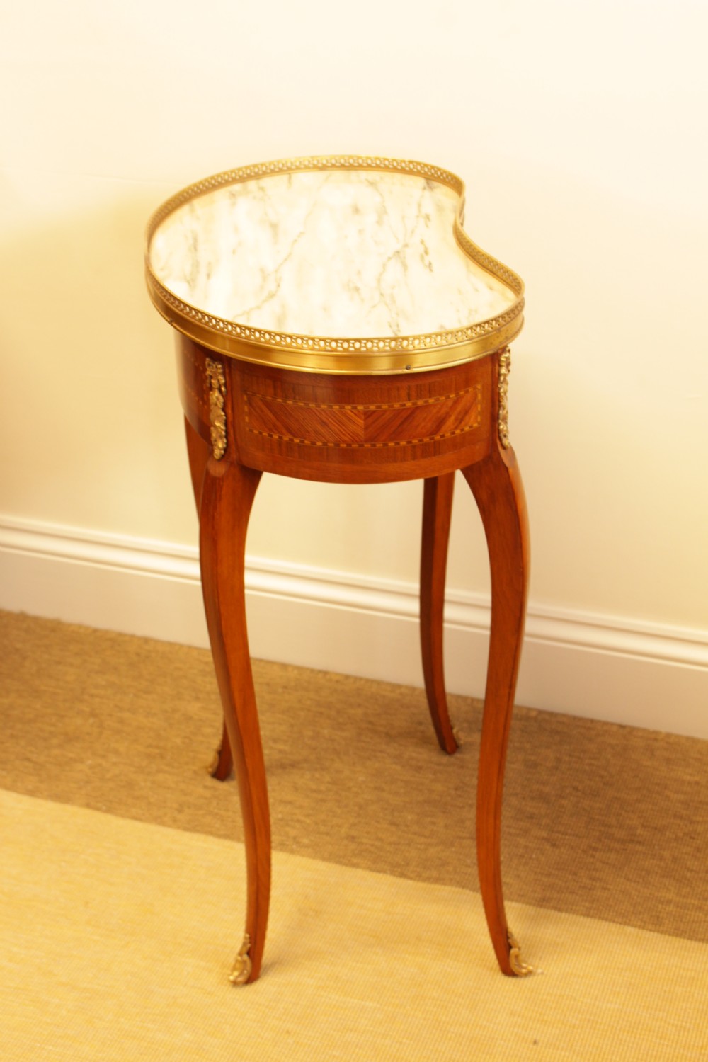 A French Walnut Kidney Shape Marble Top Occational Table View VI