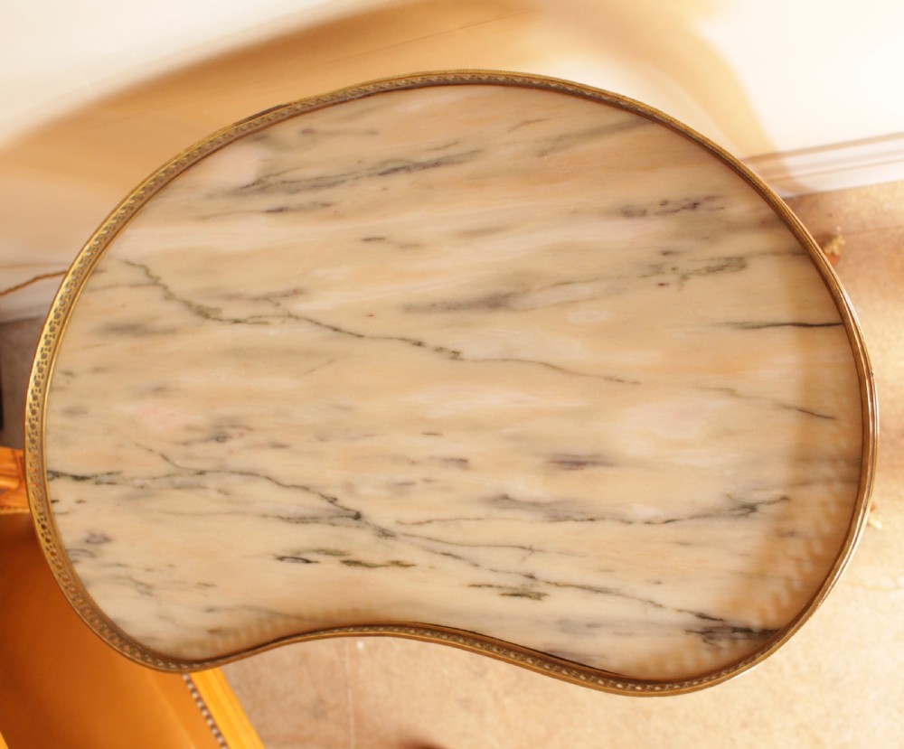 A French Walnut Kidney Shape Marble Top Occational Table View VII