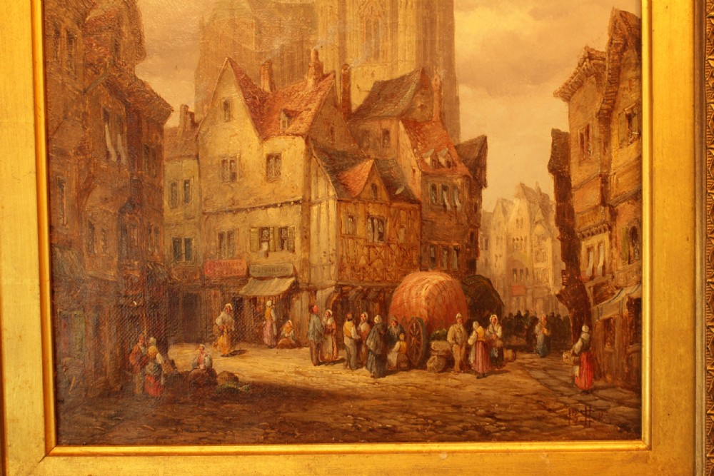 A Oil on Canvas Street Scene Of Bruge  View V