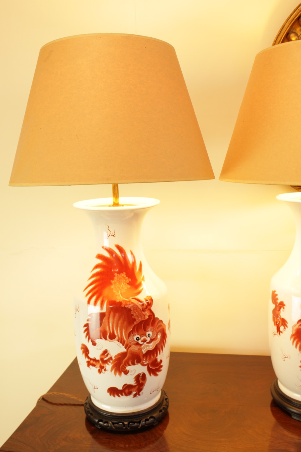 A Pair 1930's Chinese Dragon Lamps   View III