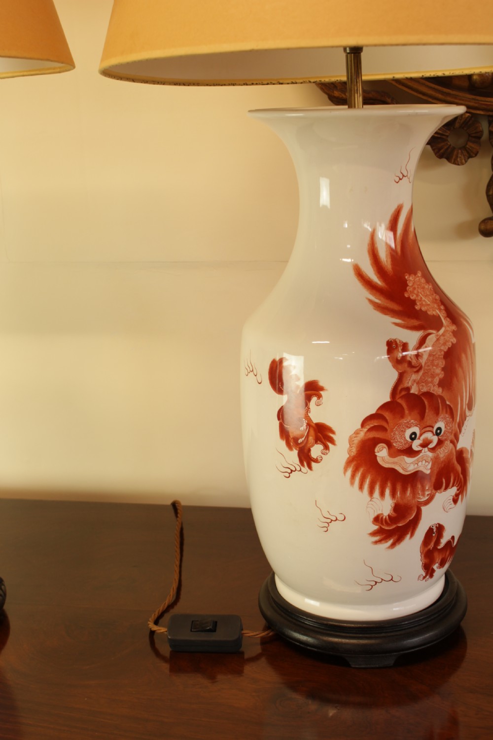 A Pair 1930's Chinese Dragon Lamps   View VI