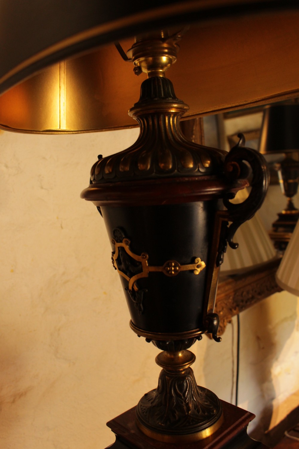 Pair of French Bronze & Marble Table Lamps   View IV