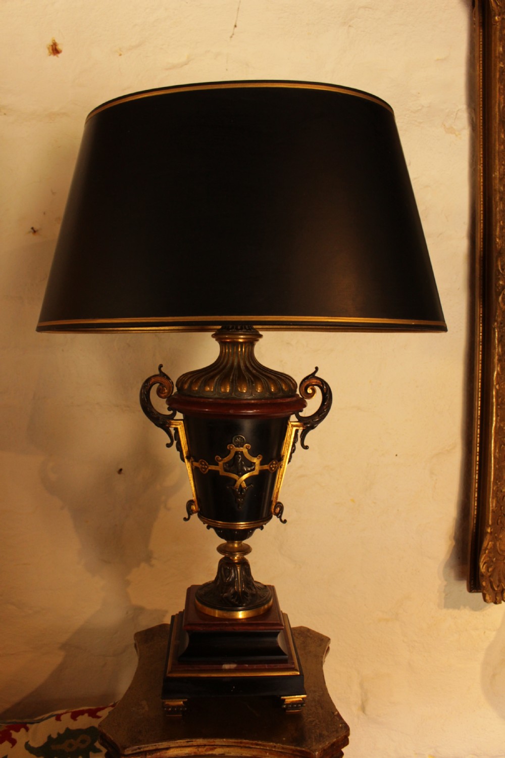 Pair of French Bronze & Marble Table Lamps   View VI