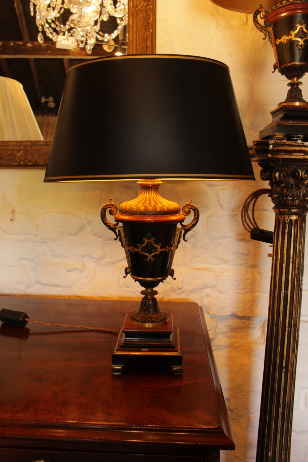 Pair of French Bronze & Marble Table Lamps   View VIII