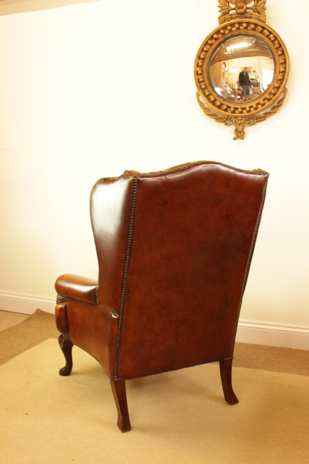 A Button Back Leather Wing Arm Chair  View VI