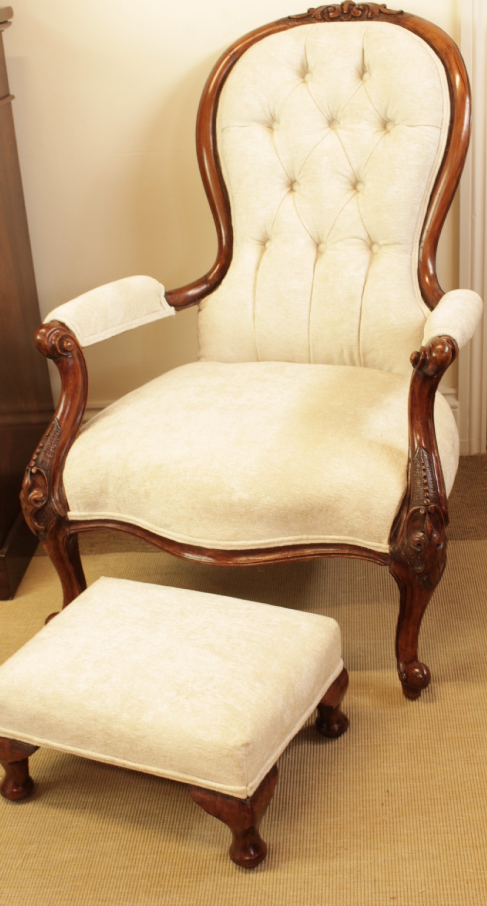 A Victorian Mahogany Open Arm Chair 
