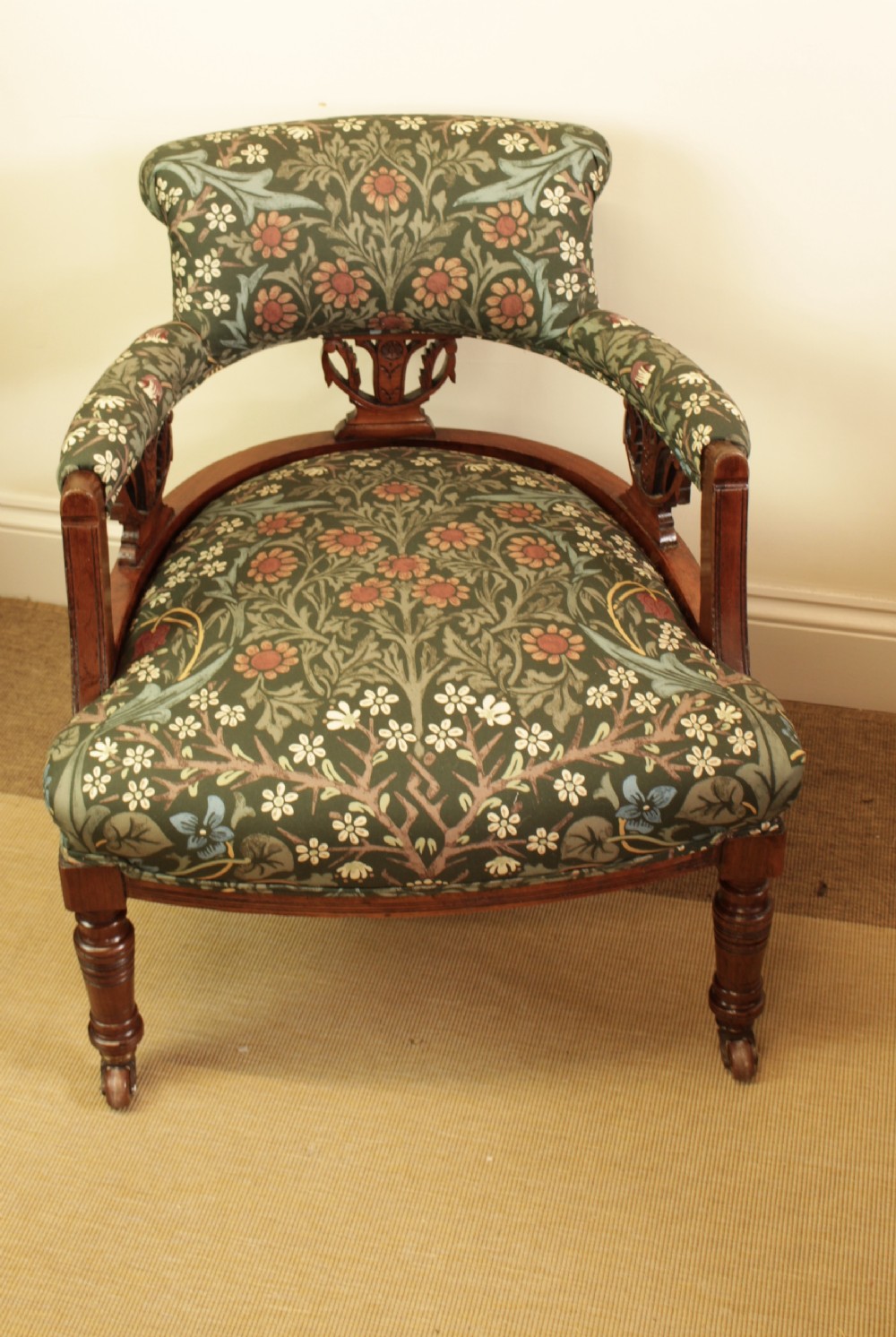 A Victorian Walnut Open Arm  Chair 