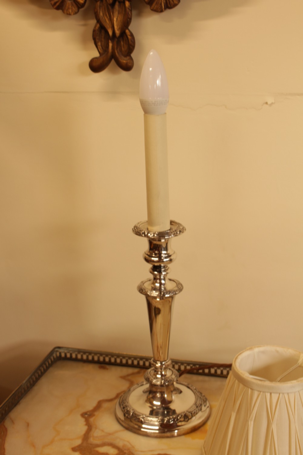 A Silver Plated Candle Stick Lamp  View IV