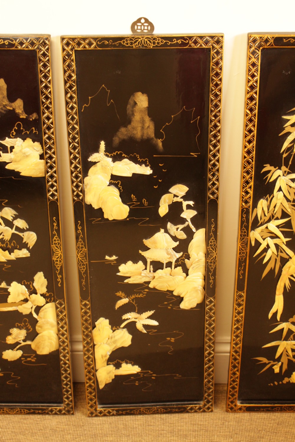A Set Of Four Mother Of Pearl Oriental Wall Plaques View II