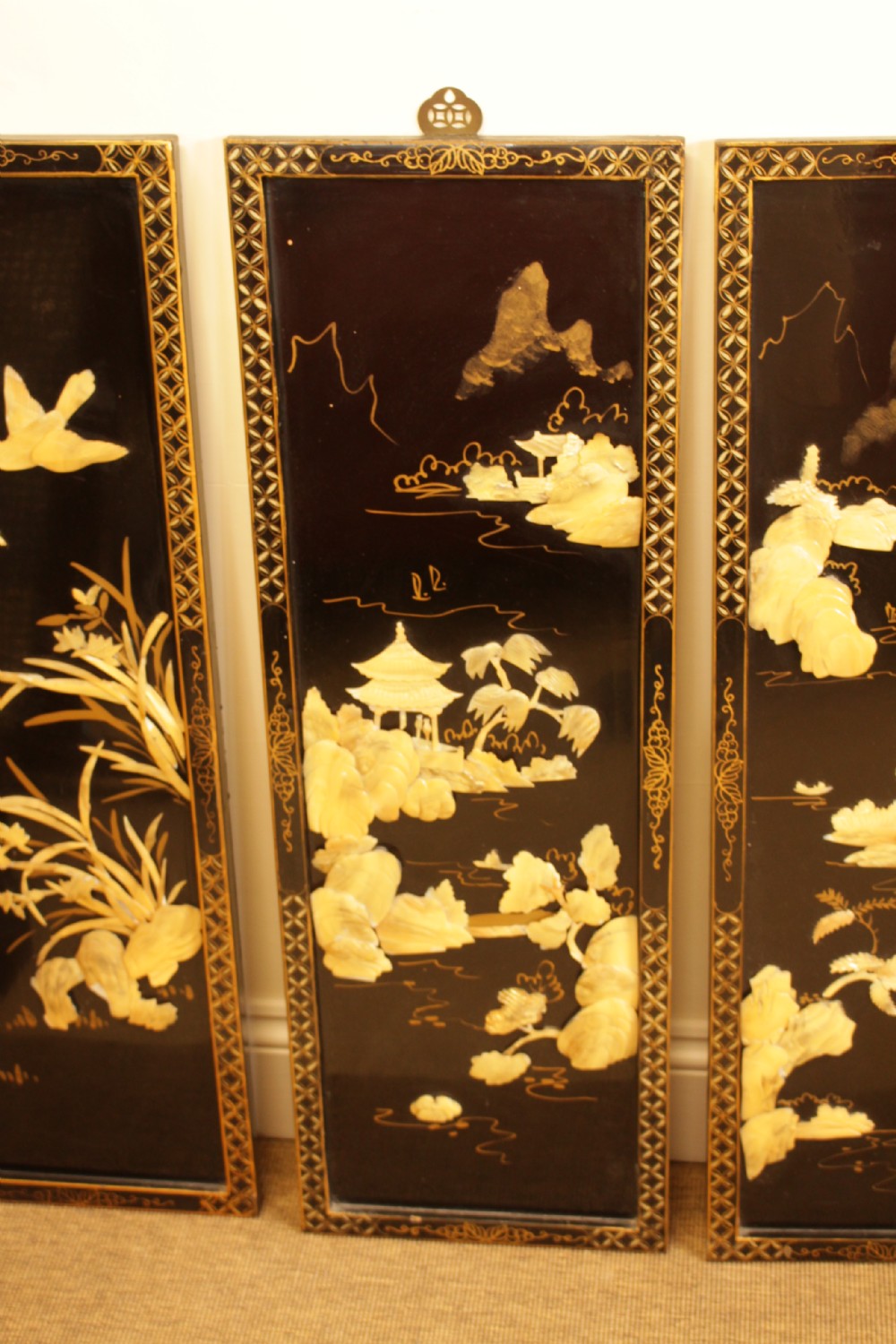 A Set Of Four Mother Of Pearl Oriental Wall Plaques View III