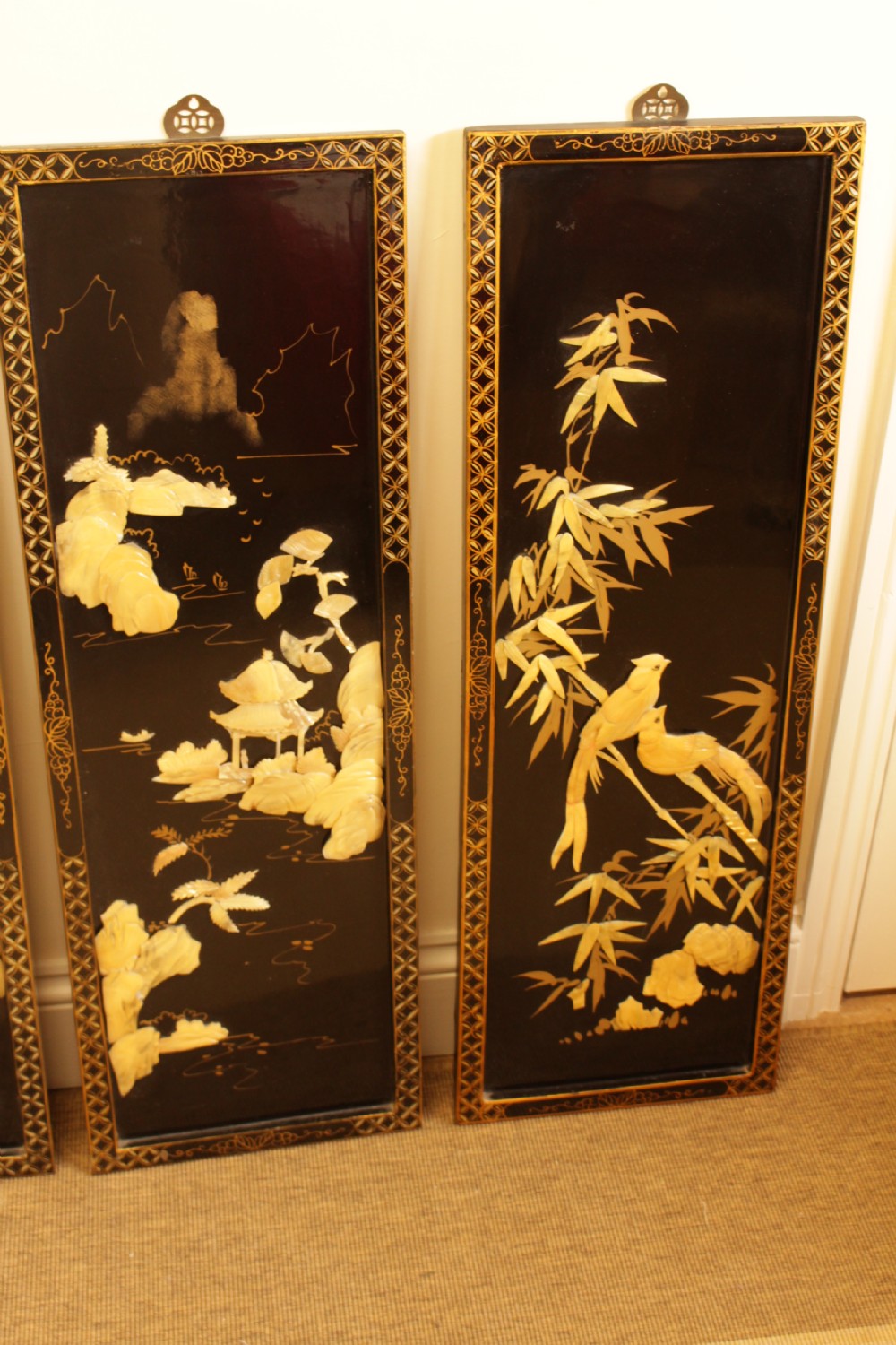 A Set Of Four Mother Of Pearl Oriental Wall Plaques View V