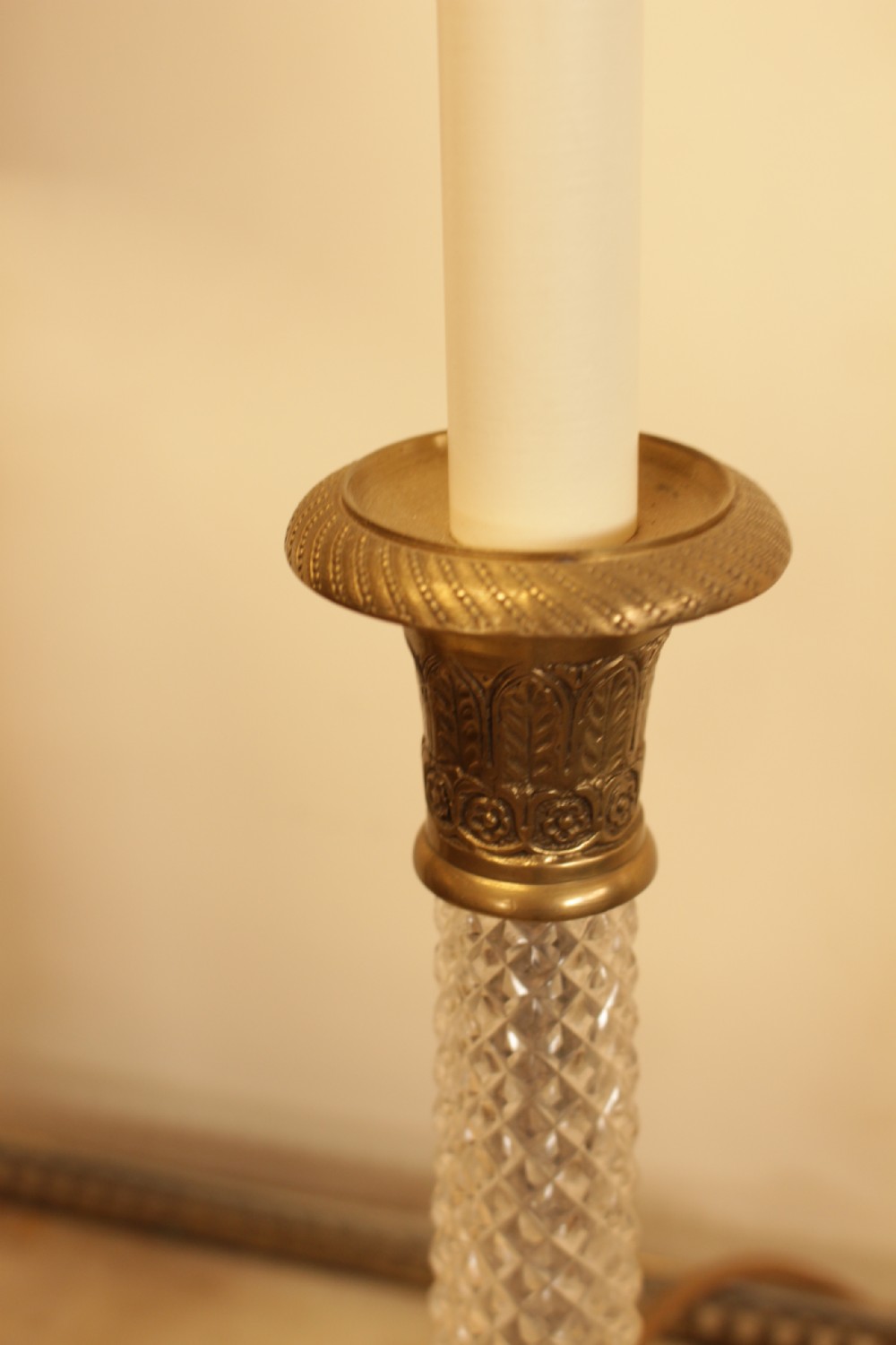 A Pair Of Brass Candle Sticks Table Lamps View III