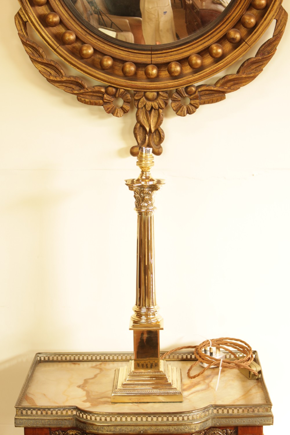 A Brass Corinthian Colunm table Lamp 