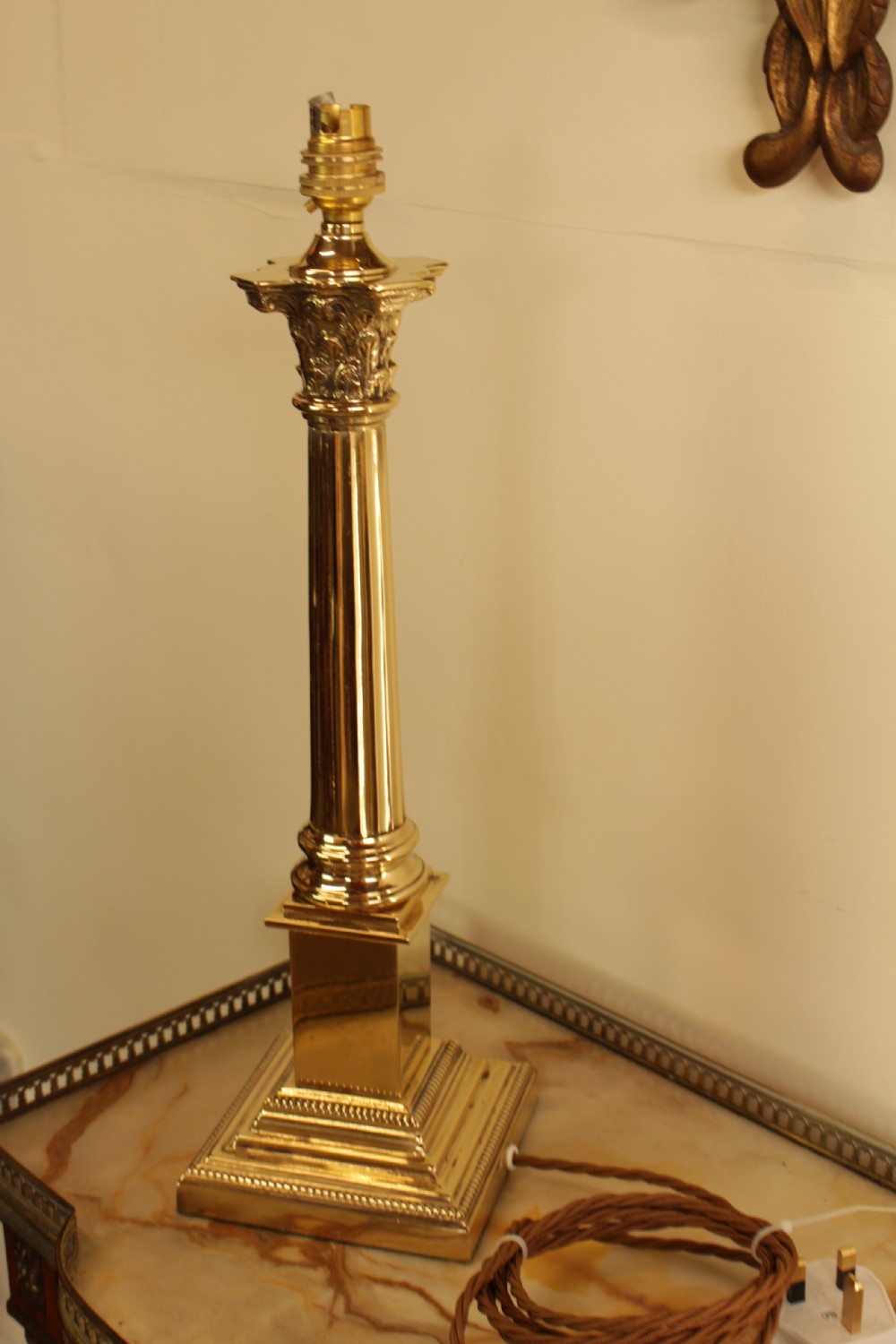 A Brass Corinthian Colunm table Lamp  View VIII