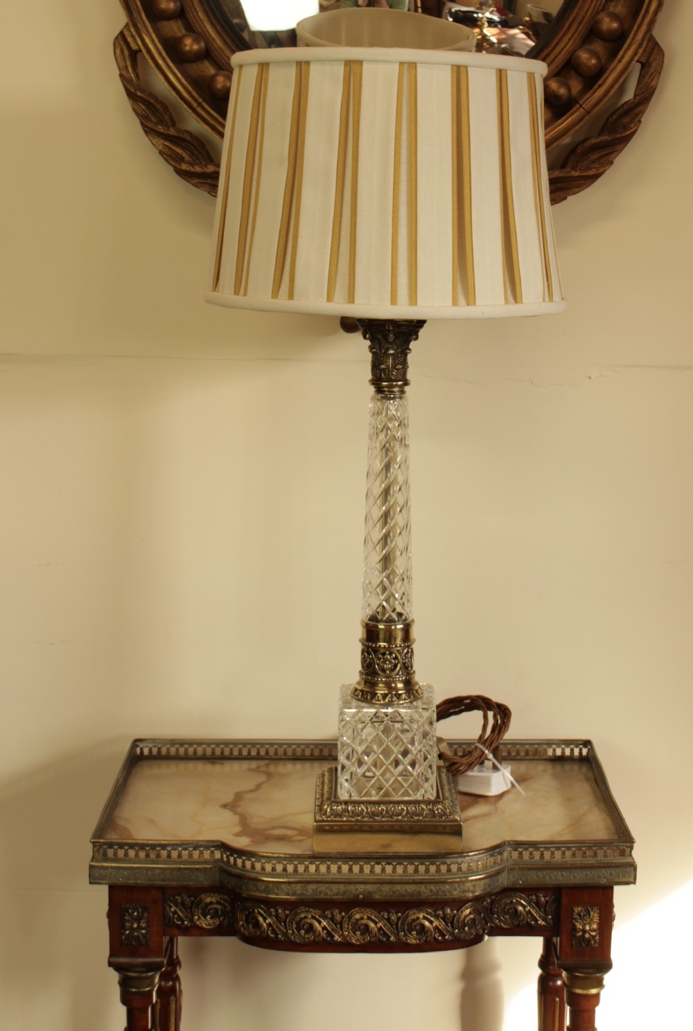 A Brass Cut Glass Table Lamp 