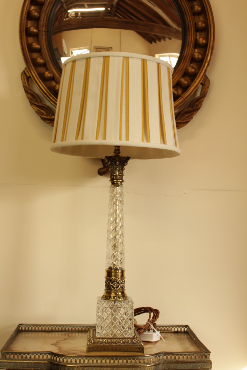 A Brass Cut Glass Table Lamp  View IV
