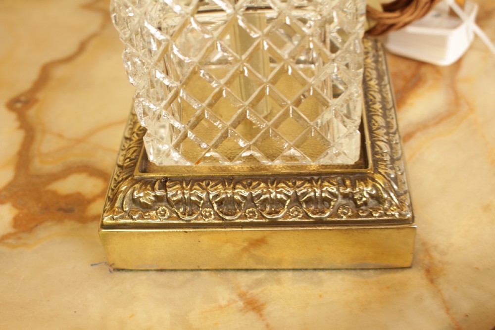 A Brass Cut Glass Table Lamp  View VII