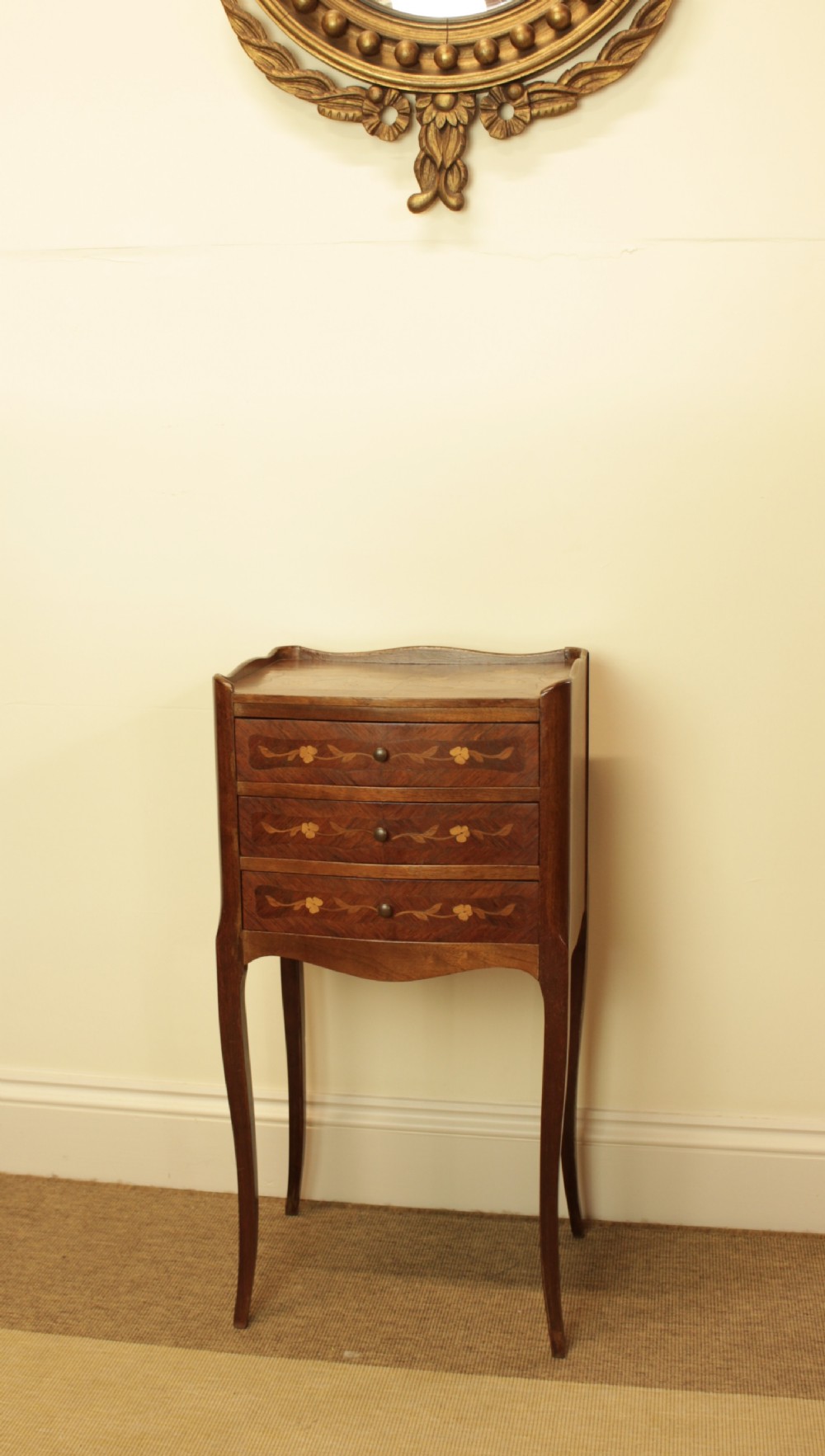 A  French Walnut Marquetry Side Table 