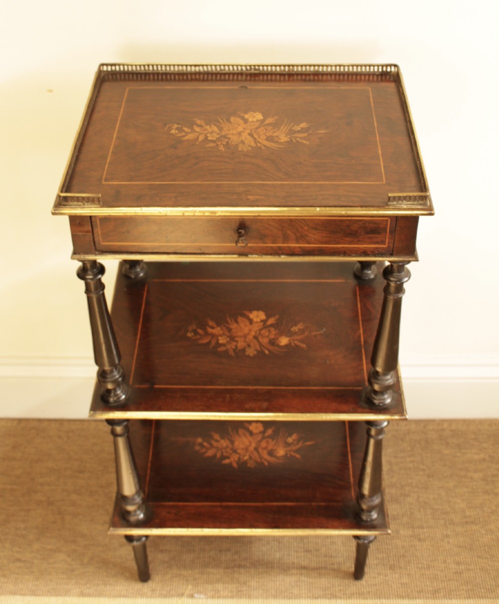 A French Marquetry Rosewood & Box Wood Side Table 