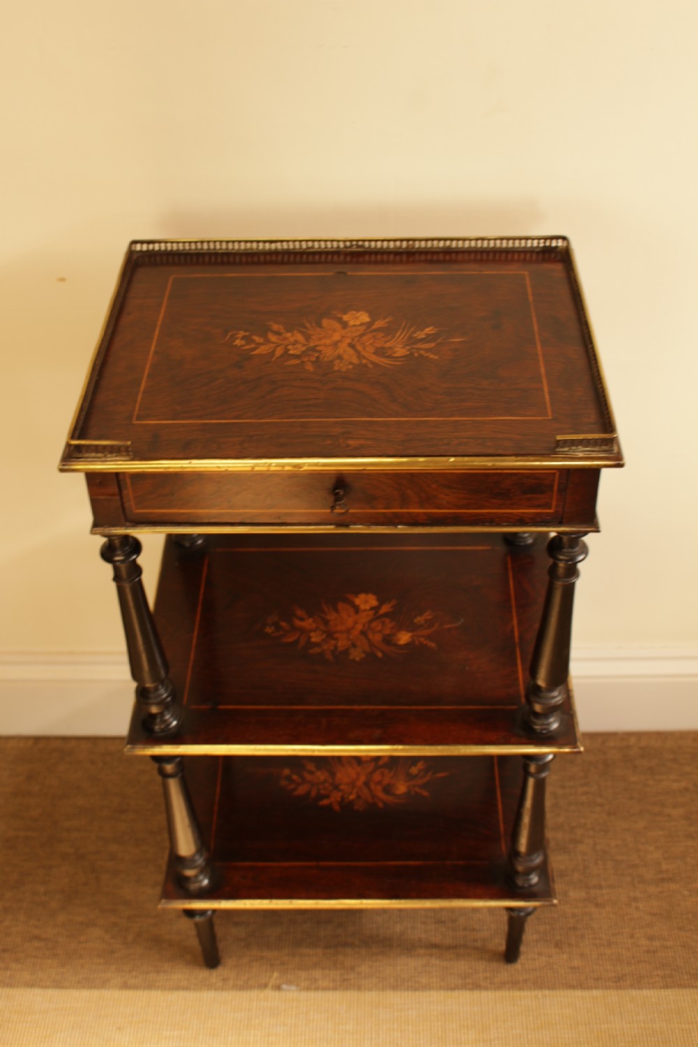 A French Marquetry Rosewood & Box Wood Side Table  View III