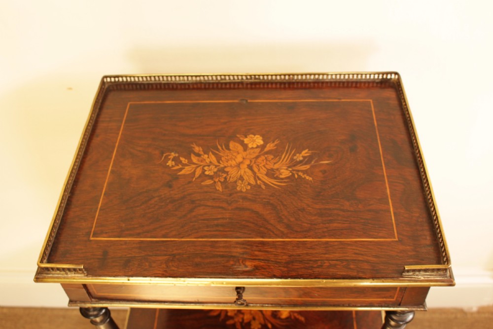 A French Marquetry Rosewood & Box Wood Side Table  View VIII
