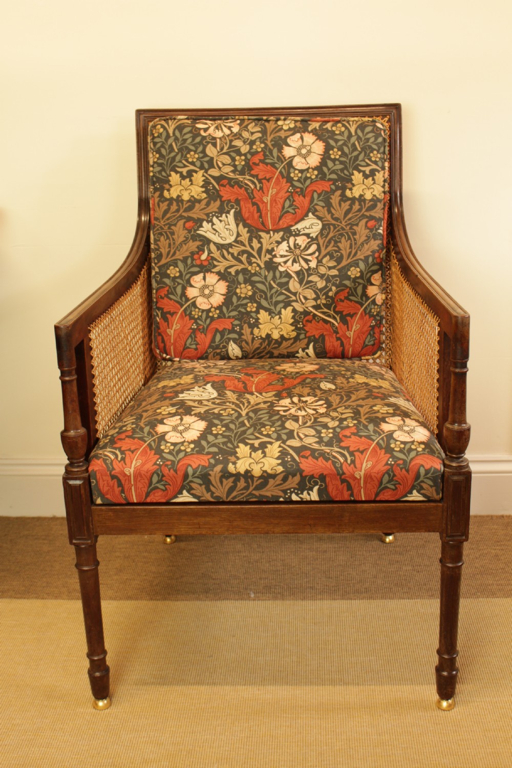 19th C. Mahogany Cane Library Bergere Chair View II