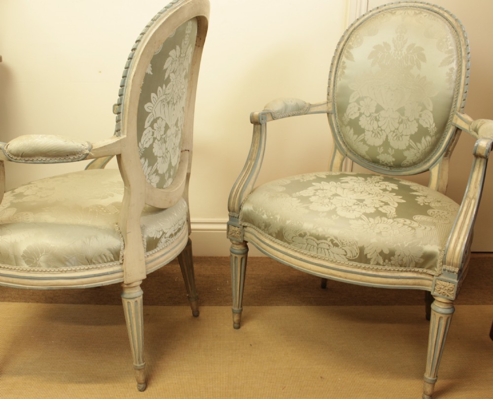A Pair Of French Painted 19th C. Chairs 