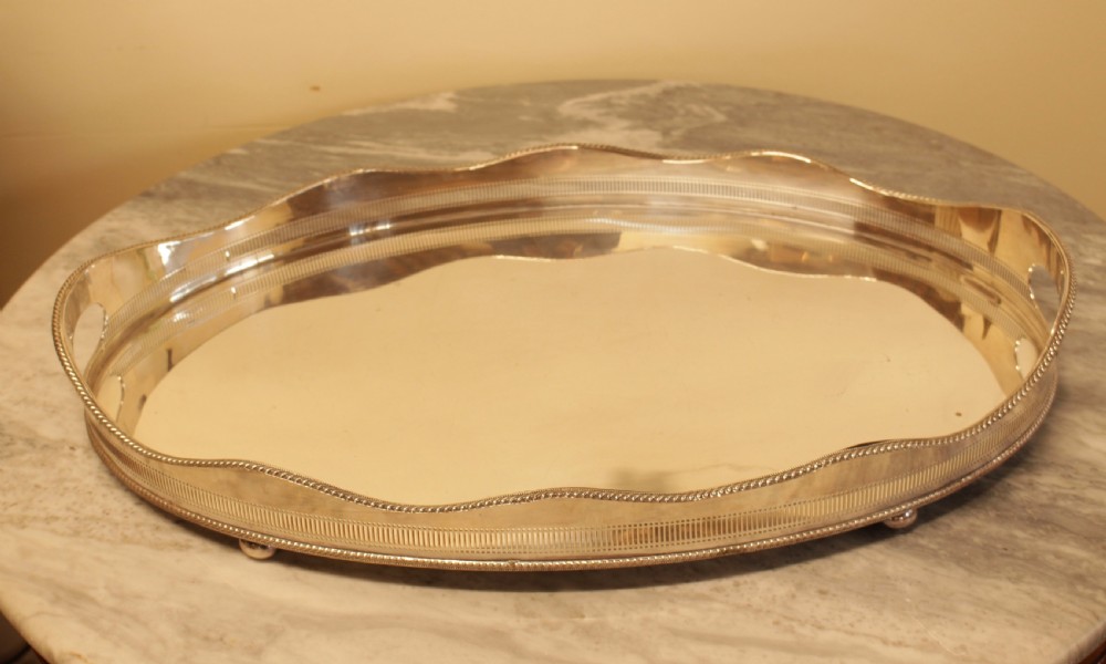 A Large Silver Plated Gallery Tray  