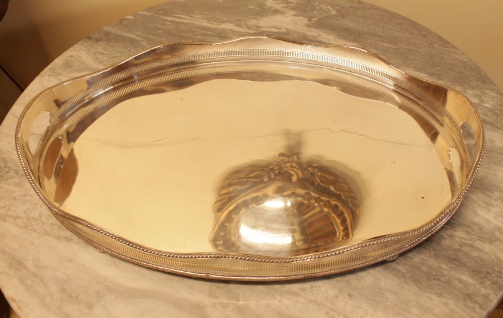 A Large Silver Plated Gallery Tray   View V