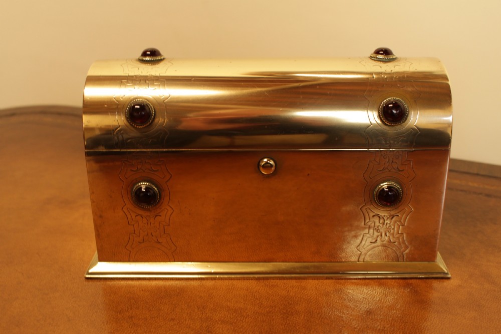 A Brass And Cabochon Desk Tidy  