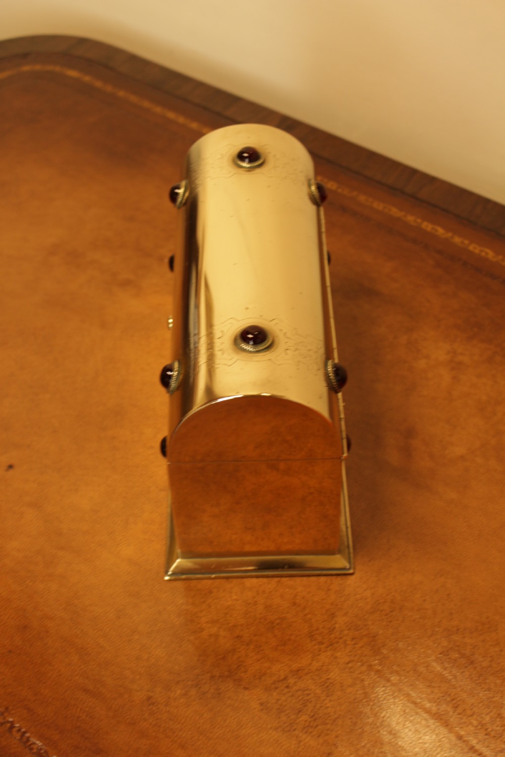 A Brass And Cabochon Desk Tidy   View V