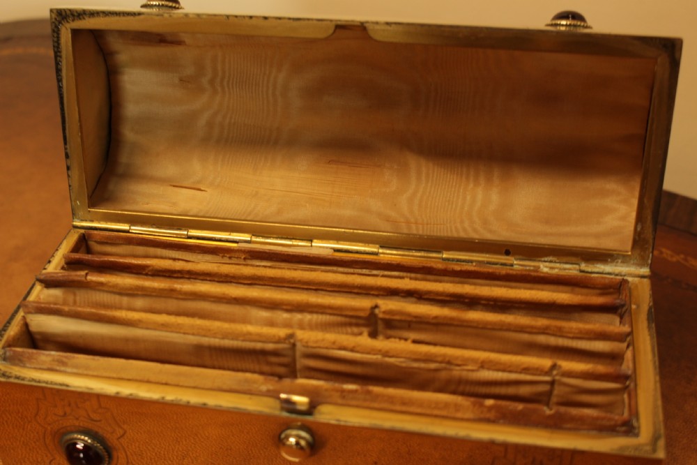 A Brass And Cabochon Desk Tidy   View IX