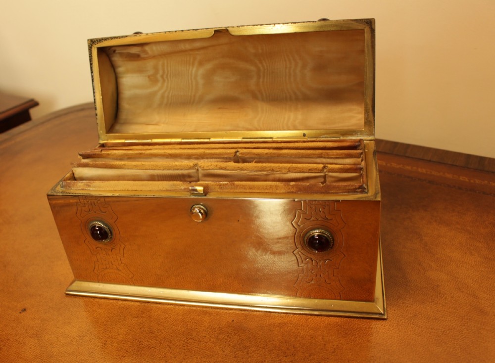A Brass And Cabochon Desk Tidy   View X