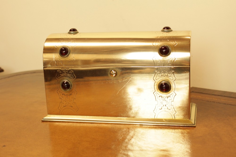 A Brass And Cabochon Desk Tidy   View XI