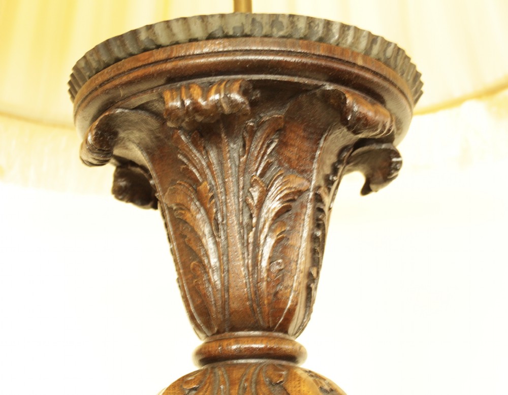 A Beautiful Carved Oak Floor Lamp  View II