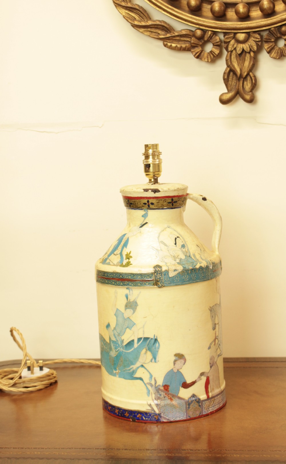 A Persian Container Converted To A Table Lamp  