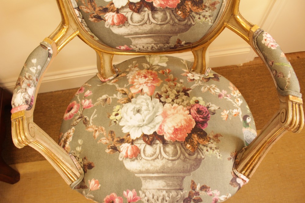 A 19th C. French Painted & Gilt Open Arm Chair  View III
