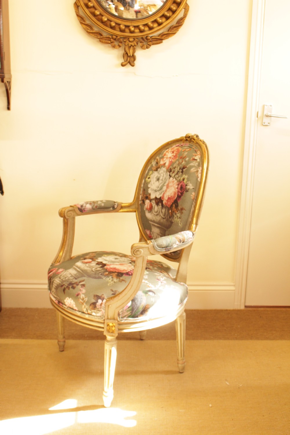 A 19th C. French Painted & Gilt Open Arm Chair  View IV