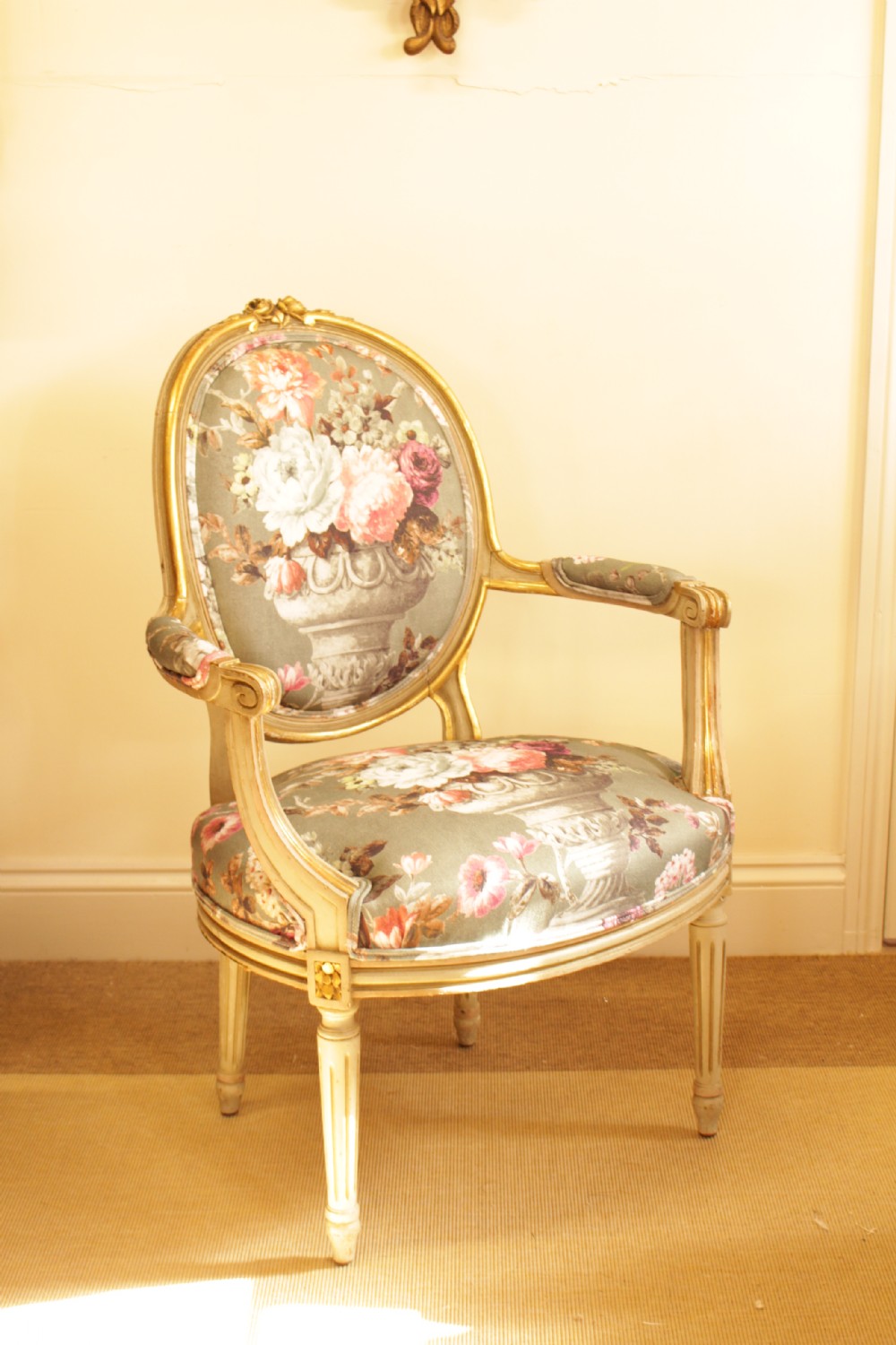 A 19th C. French Painted & Gilt Open Arm Chair  View VII