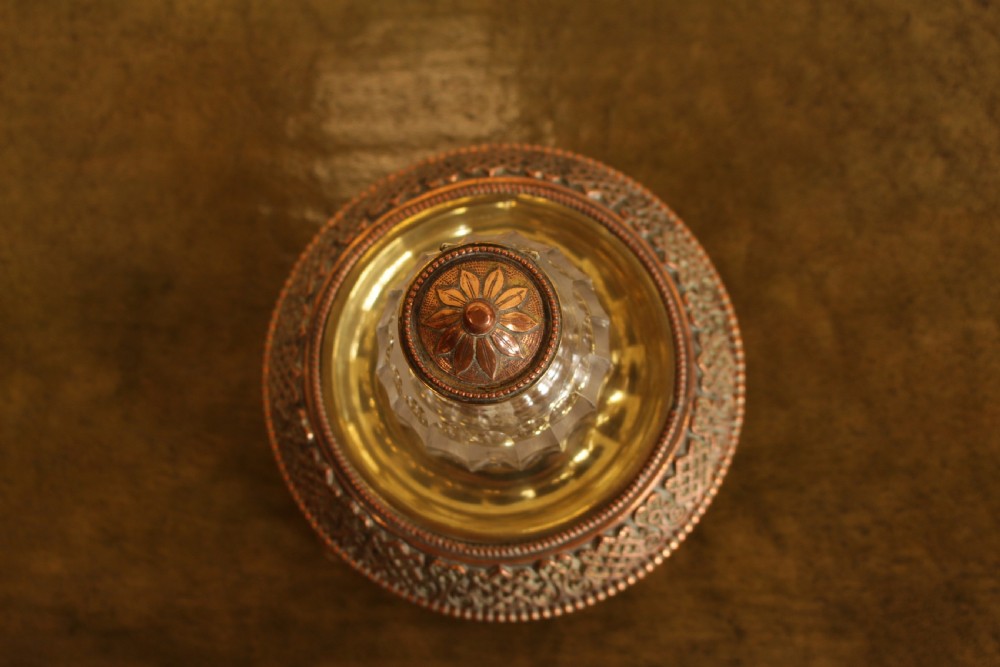 A 19th Copper on Brass Inkwell View VIII