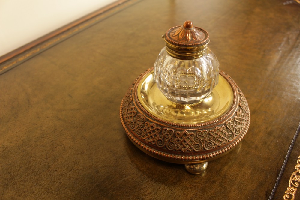 A 19th Copper on Brass Inkwell View IX